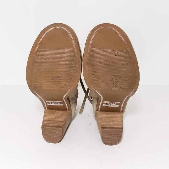 Toms Booties Lunata Taupe Suede Heels Ankle Size 6 - Picture 8 of 8